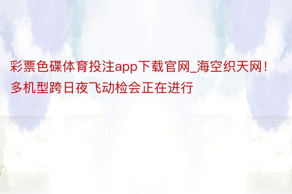 彩票色碟体育投注app下载官网_海空织天网！多机型跨日夜飞动检会正在进行